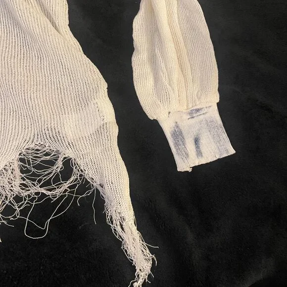 ZANZZA Sheer Distressed Knit Top – No Tag Est L - Picture 6 of 11